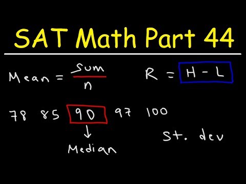 Data & Statistics - Mean, Median, Mode, Range, & Standard Deviation - SAT Math Part 44
