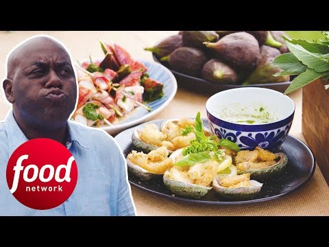 Ainsley Cooks A Fresh Mozzarella in Smoked Ham With Crispy Coconut Abalone | Ainsley's Market Menu