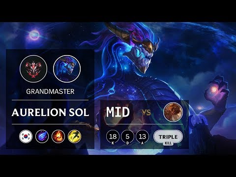 Aurelion Sol Mid vs Taliyah - KR Grandmaster Patch 9.6