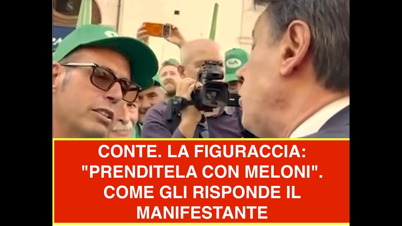 CONTE. LA FIGURACCIA: "PRENDITELA CON MELONI". COME GLI RISPONDE IL MANIFESTANTE