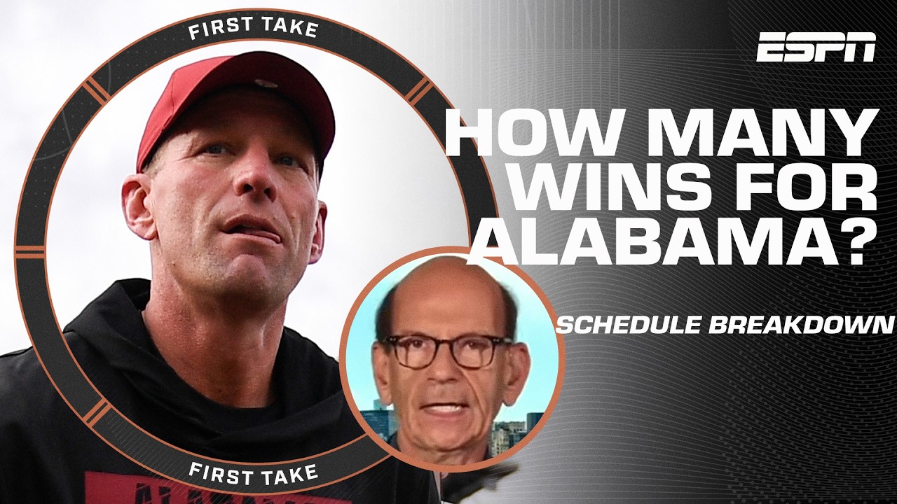 Alabama SCHEDULE BREAKDOWN with Paul Finebaum ✍️ How many wins for the Crimson Tide?! 🤔 | First Take