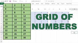 How to make a grid of sequential numbers in excel
