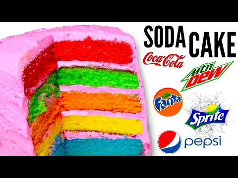 SODA CAKE - How To Make Rainbow Mountain Dew, Coca-Cola, Pepsi, Fanta & Sprite Cake