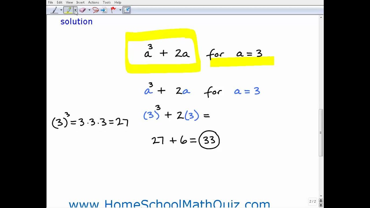 Homeschool Math Practice Evaluate Variable Expressions Quiz