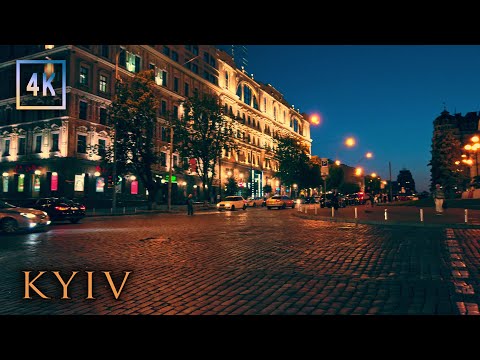 Evening City Walk in Kyiv, Ukraine 4K