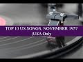 TOP 10 US SONGS NOVEMBER 1957 Bill Justis Jerry Lee Lewis Buddy Holly Billboard Peakers