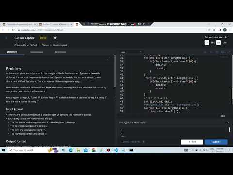 Caesar Cipher Codechef Starters 97 Solution Code In Comment