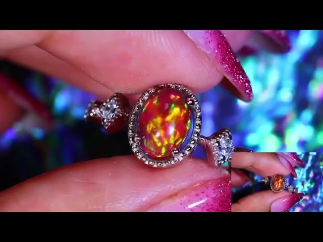 خاتم فضه بحجر اوبال اثيوبي طبيعي  المقاس 6.25 امريكي (بشهادة)