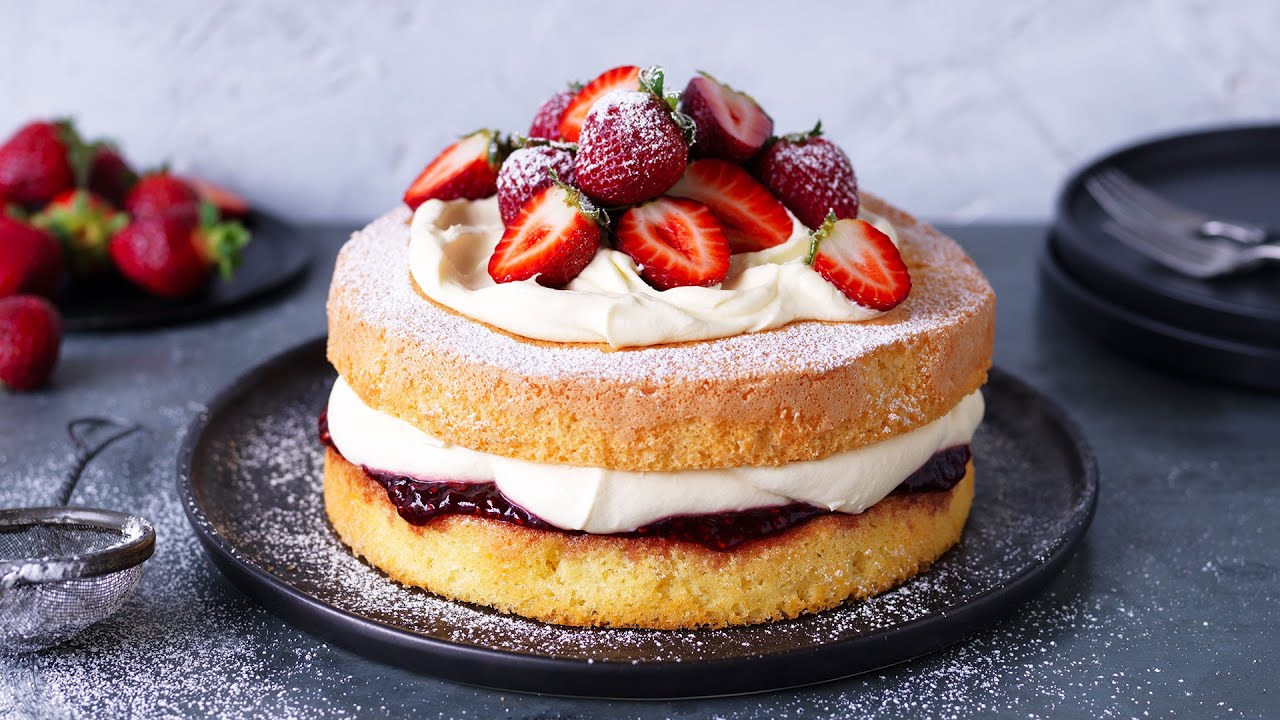 Traditional Sponge Cake with Jam and Cream Recipe myfoodbook