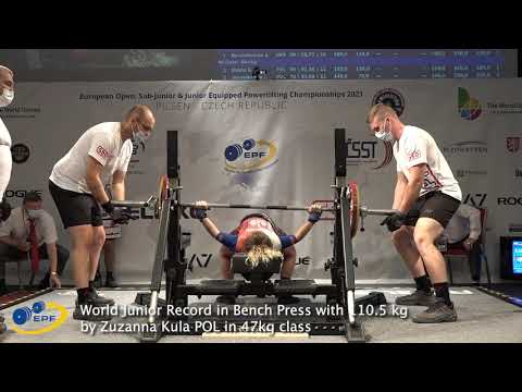 World Junior Record in Bench Press with 110.5 kg by Zuzanna Kula POL in 47kg class