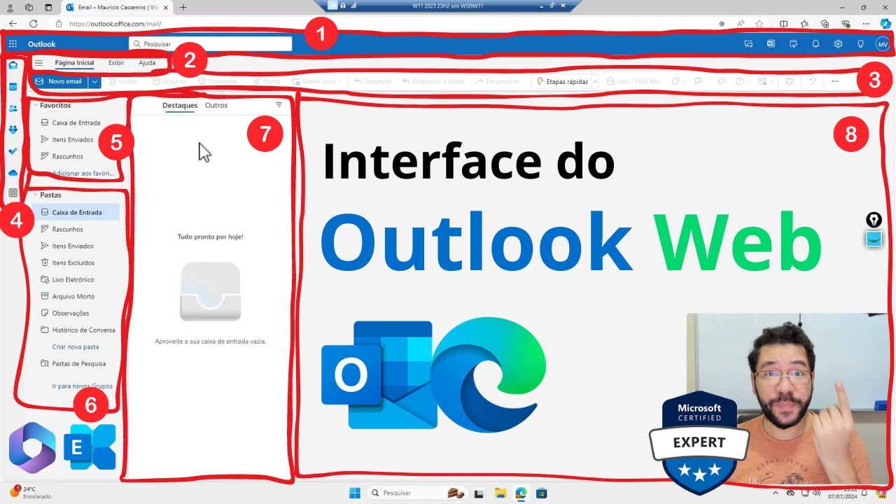 Visão geral da interface do Outlook Web, por Mauricio Cassemiro