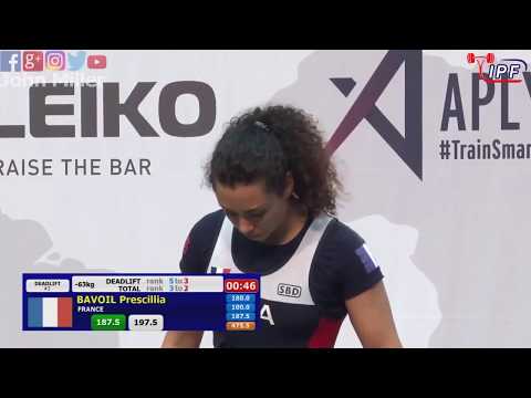 Prescillia Bavoil - 3rd Place 490.5kg Total - 63kg Class 2019 Womens IPF Classic Worlds