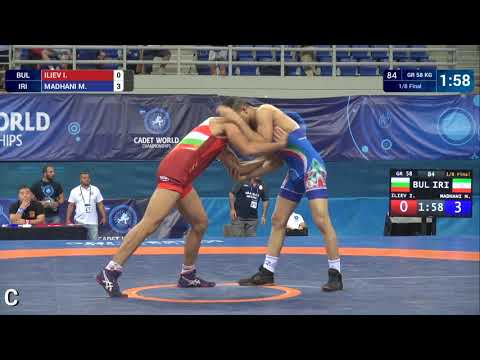 1/8 GR - 58 kg: M. MADHANI (IRI) df. I. ILIEV (BUL) by VSU, 10-0