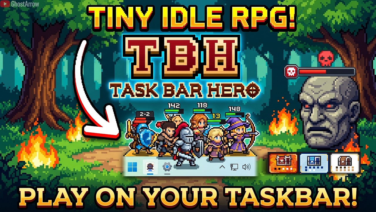 TBH: Task Bar Hero Gameplay | Tiny Idle RPG in Your Taskbar (No Commentary)