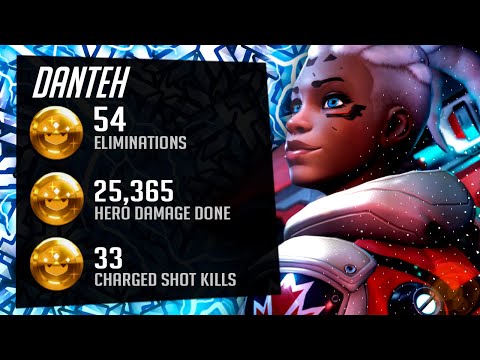 POV: DANTEH SOJOURN IS IMBA? 54 ELIMS! POTG! [ OVERWATCH 2 TOP 500 ]