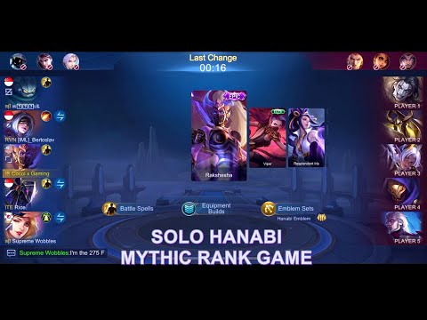 SOLO HANABI MYTHIC RANK GAMEPLAY - TOP GLOBAL 1 -