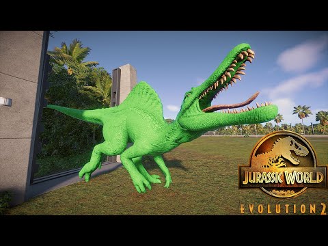 Green Spinosaurus, Orange I-Rex, T-rex Colorful, Albertosaurus Dino Fight- Jurassic World Evolution2