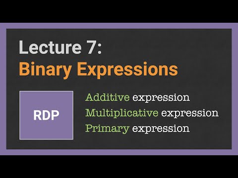 Building a Parser from scratch. Lecture [7/18]: Binary Expressions