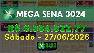 Resultado da Mega Sena 3024, Sábado, 27/06/2026