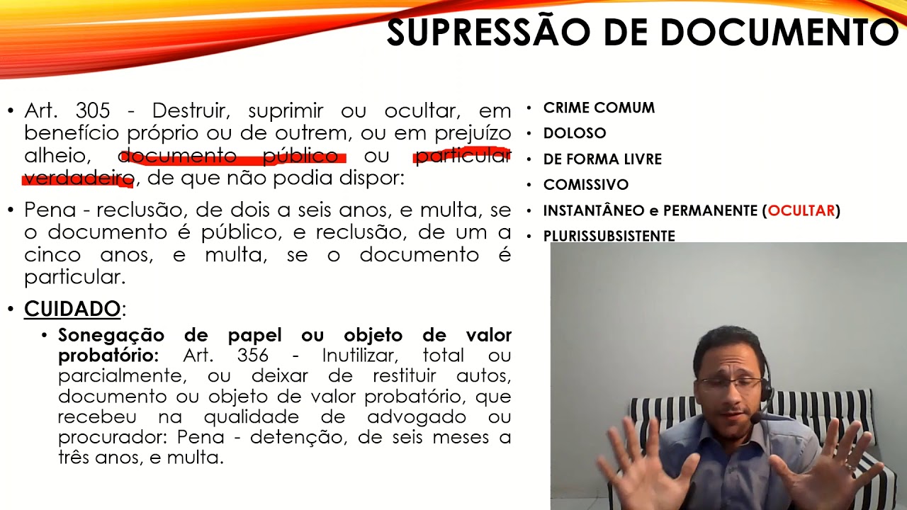 SUPRESSÃO DE DOCUMENTO - ART. 305 DO CP