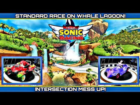 Switch Team Sonic Racing G9, 2P local splitscreen Standard Race on Whale Lagoon, Knuckles!
