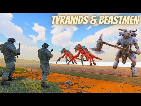HUMAN ARMY DEFENSES vs 1,200,000 MILLION TYRANIDS & BEASTMEN LANDING | UEBS 2