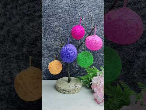 DIY Colorful Yarn Ball Hanging Branch #DIYHomeDecor  #BohoVibes  #WallArtDIY #shorts