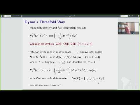 Thomas Guhr: Random Matrix Theory Applications from Single to Many-Body Quantum Chaos - Class 2 of 3