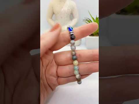 Браслет-амулет "синий глаз" натуральные камни амазонит - фото 1 - id-p2657447242
