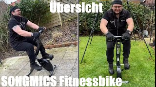 SONGMICS Heimtrainer, Fitnessbike, zusammenklappbares Fitnessfahrrad, 8 magnetische Stufen bis 100kg