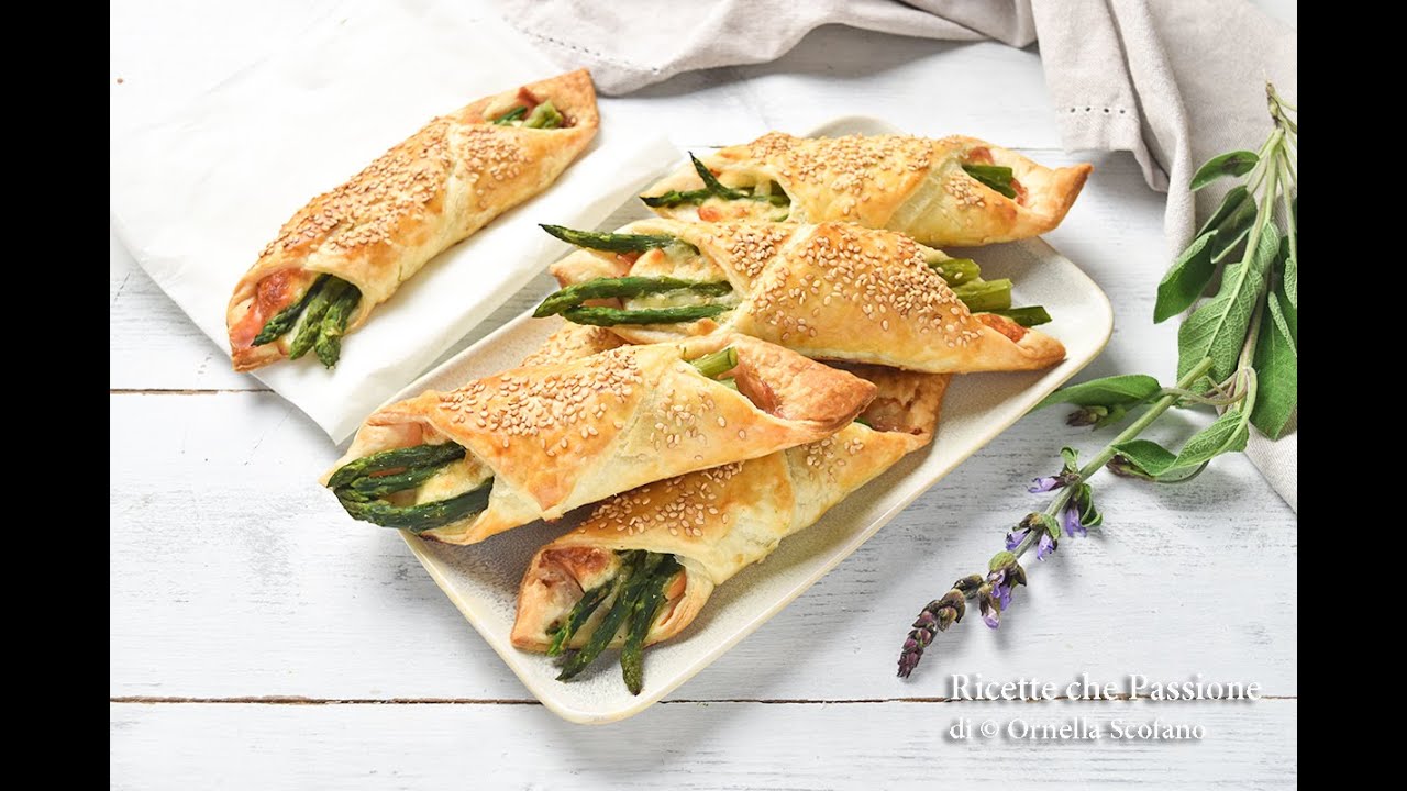 Rustici di sfoglia agli asparagi - Antipasto sfizioso con pasta sfoglia - Ricette che Passione