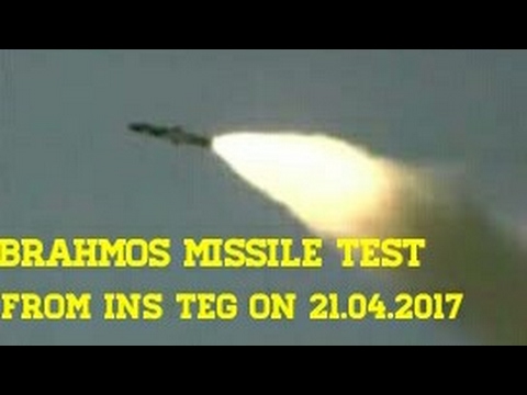 BrahMos cruise missile test from Indian Navy's INS Teg on 21.04.2017
