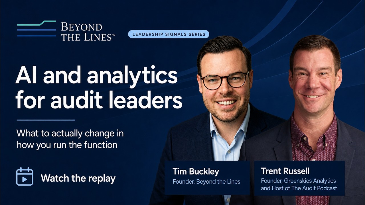 Replay preview: AI and analytics for audit leaders: what to actually change in how you run the function, with Trent Russell