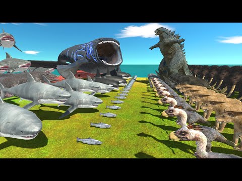 Bloop and Aquatics VS Godzilla 2014 and Prehistoric Mammals - Animal Revolt Battle Simulator