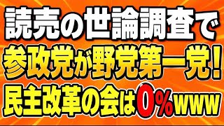 参政党、NNN世論調査で野党第一党の支持率！民主改革は0%wwwwwじゃがいもの話も少ししました。