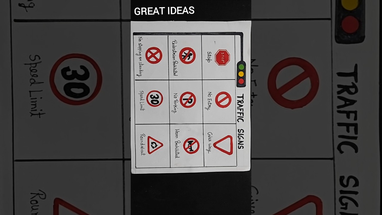 Traffic Sign Drawing Chart | Easy Drawing traffic sign #trafficsignchart #shorts