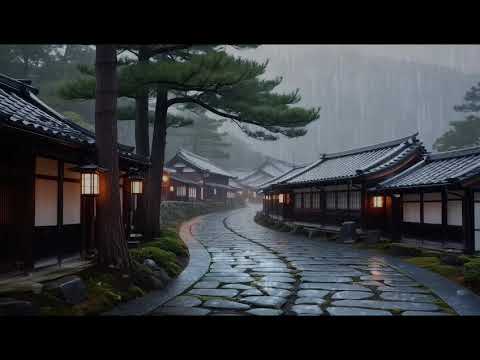 SAMURAI VILLAGE IMPRESSIONS - 4 HOURS - JAPANESE RELAXING MUSIC RAIN MEDITATION SLEEP STUDY WORK