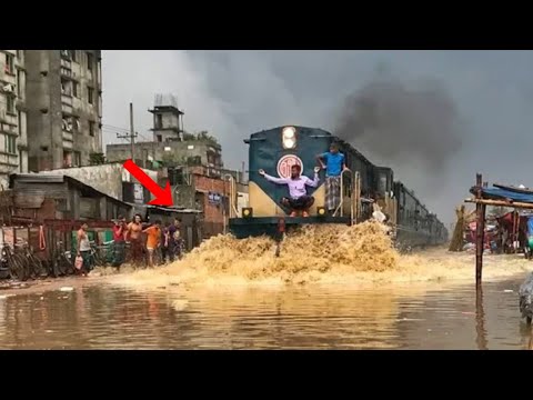 Trains vs Water - Trains Running In The Water  Compilation
