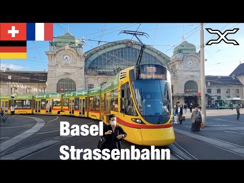🇨🇭 🇫🇷 🇩🇪 Strassenbahn Basel | Swiss tram cross French and German border | Tram | Switzerland