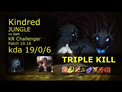 Kindred Jungle vs Sett - KR Challenger 19/0/6 Patch 10.16 Gameplay // [롤] 킨드레드 vs 세트 정글