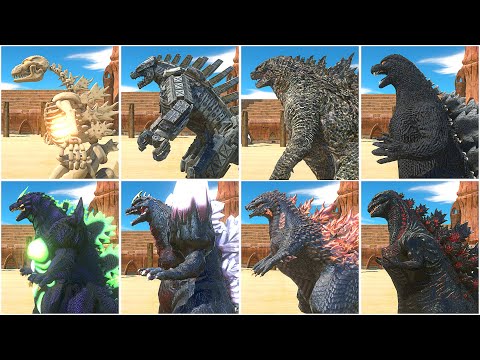 4vs4 GODZILLA BATTLE AT ARENA - Animal Revolt Battle Simulator