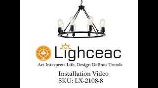 Lighceac Black Farmhouse Wagon Wheel Chandelier Installation Video