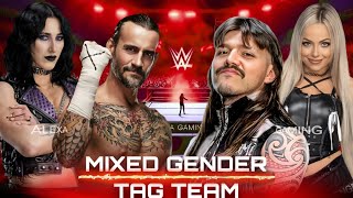 WWE 2K25 - CM Punk Rhea Ripley VS Dominik Mysterio Liv Morgan - Mixed Gender Tag Team Match | WWE