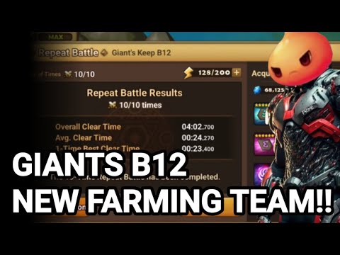 New Giants B12 Farming Team! 10x Runs in 4mins + Runes + Tips @SummonersWarApp