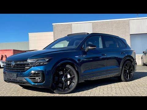 Volkswagen NEW Touareg R 2022 in 4K 462hp! 22 inch Estoril  Meloe-Blue Walk around & detail inside