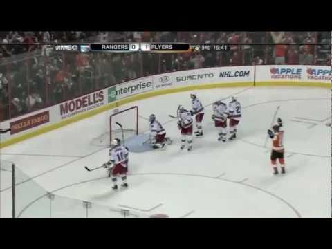 Claude Giroux Feeds Andreas Nodl 12/18/10 vs NY Rangers
