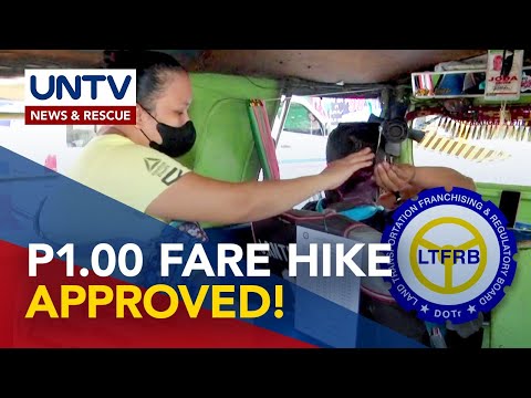 LTFRB approves P1.00 provisional fare increase on PUJs beginning October 8