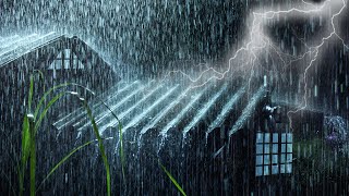 Night Thunderstorm Rain Ambience to Sleep Instantly | Torrential Rain & Intense Thunder on Tin Roof