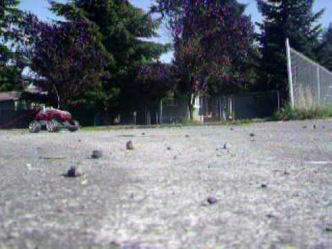 rocket strapped to RC car!