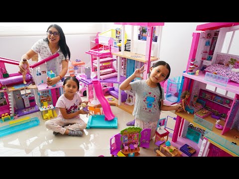 JUGAMOS con las CASAS DE BARBIE y las DECORAMOS